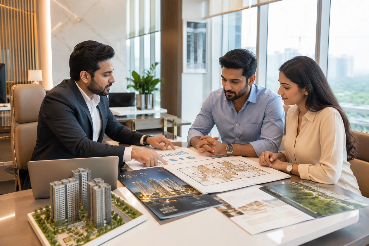 Residential consultant explaining profitable
                                    property investment strategies