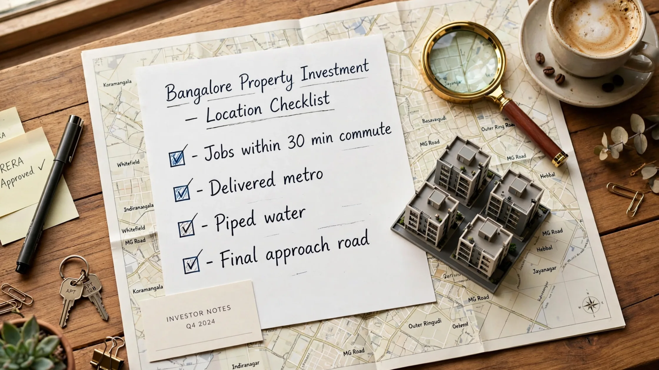 Bangalore property investment location checklist on map