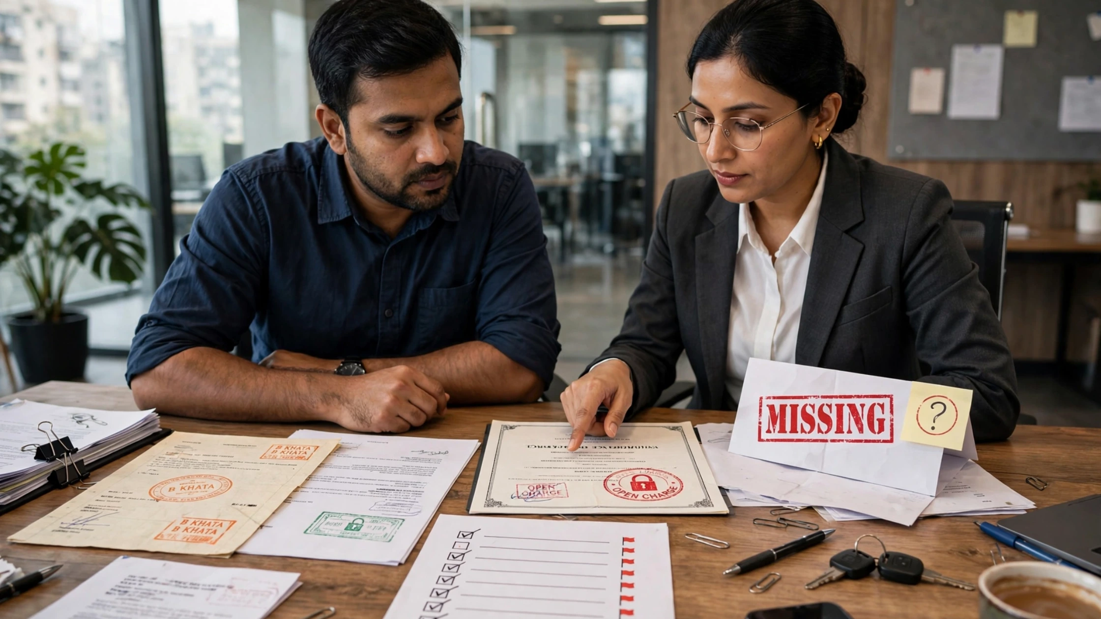 Property legal verification in Bangalore showing B Khata and missing documents